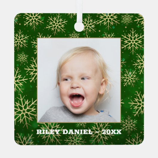 グリーンフォトの雪片 メタルオーナメント (裏面)