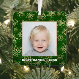 グリーンフォトの雪片 メタルオーナメント