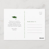 グリーンフォトはっきりした卒業タイポグラフィ感謝していユー ポストカード (裏面)