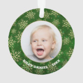 グリーンフォトアクリルに雪が降る オーナメント (裏面)