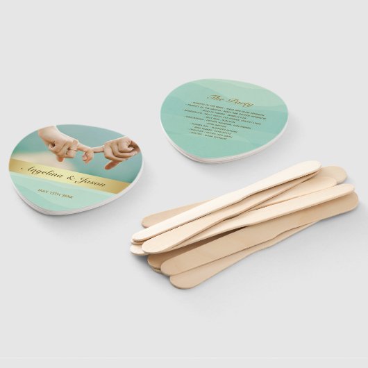 グリーンフォトウェディングパーティープログラム ハンドファン (組立なし)