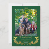 グリーンフォトクリスマスに金箔のコラージュ シーズンカード (裏面)