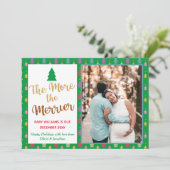 グリーンフォトクリスマスレインボーホリデー妊娠 案内状 (スタンド正面)