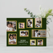 グリーンフォトコラージュモダンメリークリスマス金ゴールド 箔シーズンカード (立ち正面)