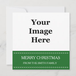 グリーンフォトスクエアクリスマスカード。オリジナルの写真を追加 シーズンカード
