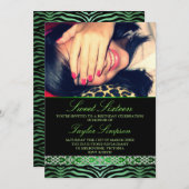 グリーンフォトゼブラプリントSweet16誕生日招待状 招待状 (正面/裏面)