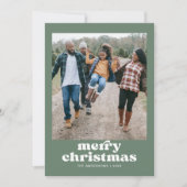 グリーンフォトファミリーメリークリスマスカード 招待状 (正面)