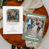 グリーンフォトファミリーメリークリスマスカード 招待状