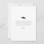 グリーンフォト卒業はっきりしたタイポグラフィモダン サンキューカード (裏面)