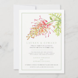 グリーンフォト結婚ー(Grevillea Botanical Water Color) 招待状