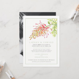 グリーンフォト結婚ー(Grevillea Botanical Water Color) 招待状
