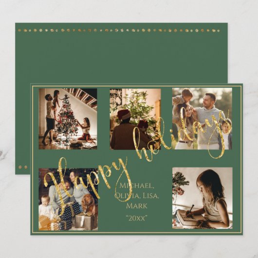 グリーンフォト クリスマス ゴールド ハッピーホリデー (正面/裏面)