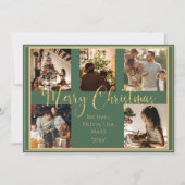 グリーンフォト メリークリスマス ゴールドスクリプト ホリデー シーズンカード (正面)