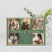 グリーンフォト メリークリスマス ゴールドスクリプト ホリデー シーズンカード (スタンド正面)