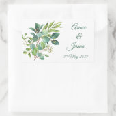 グリーンフォリアージウォーターカラーレクタングルステッカー 長方形シール (バッグ)