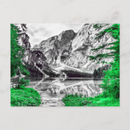 グリーンフォレストウィズ白黒マウンテンランドスケープ ポストカード