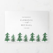 グリーンフォレストウォーターカラー春ウッドランド結婚ズ 三つ折り招待状 (カバー)