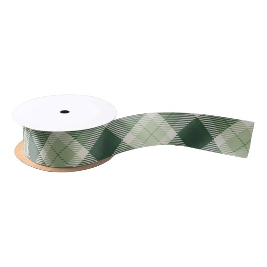 グリーンフォレストプレイド サテンリボン (リール)