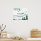 グリーンフォレストマウン素朴テンウォーター結婚カラー ポスター (キッチン)