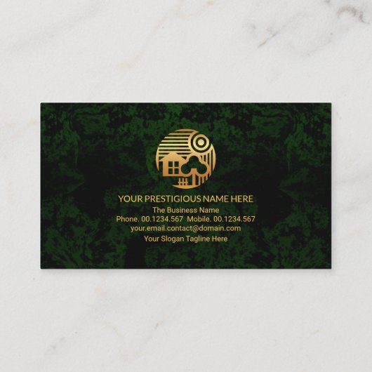 グリーンフォレストランドスケープ金ゴールド建物建築 名刺 (裏面)