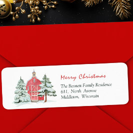 グリーンフォレストレッドバーンパインクリスマスツリーアドレス ラベル