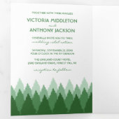 グリーンフォレストレンジウッドランド結婚ズスイート 三つ折り招待状 (内部最初)