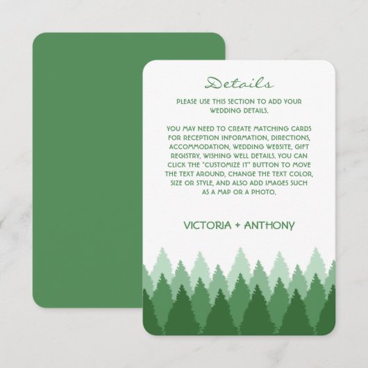 グリーンフォレストレンジウッドランド結婚ズ詳細 エンクロージャーカード (正面/裏面)