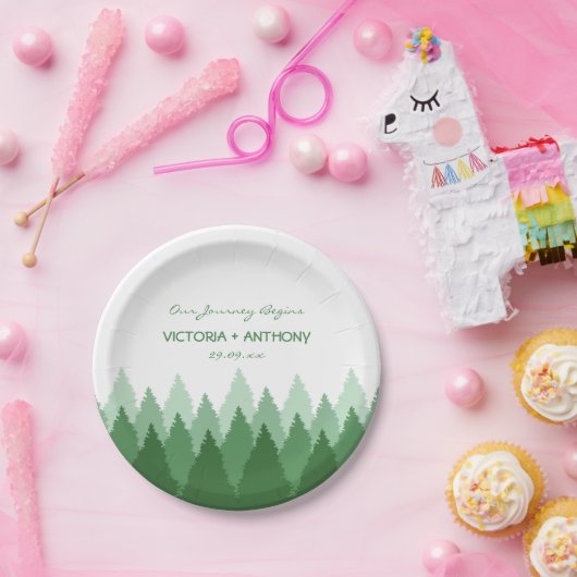 グリーンフォレストレンジウッドラ結婚ンド ペーパープレート (パーティー)