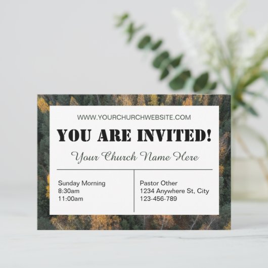 グリーンフォレスト教会招待状カード 招待状 (スタンド正面)
