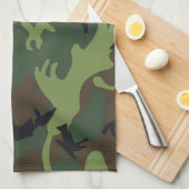 グリーンフォレスト軍隊迷彩柄 キッチンタオル (四つ折り)