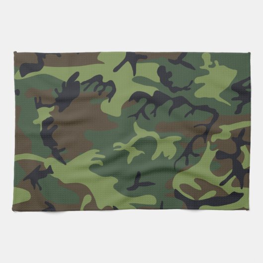 グリーンフォレスト軍隊迷彩柄 キッチンタオル (横)