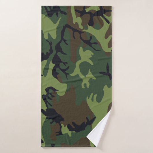 グリーンフォレスト軍隊迷彩柄 バスタオル (バスタオル)
