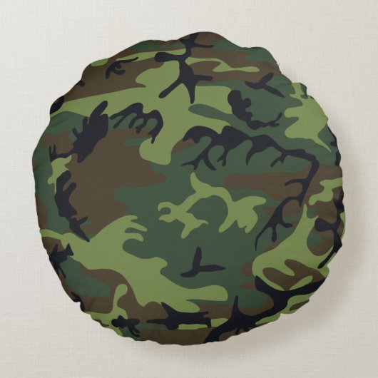 グリーンフォレスト軍隊迷彩柄 ラウンドクッション (裏面)