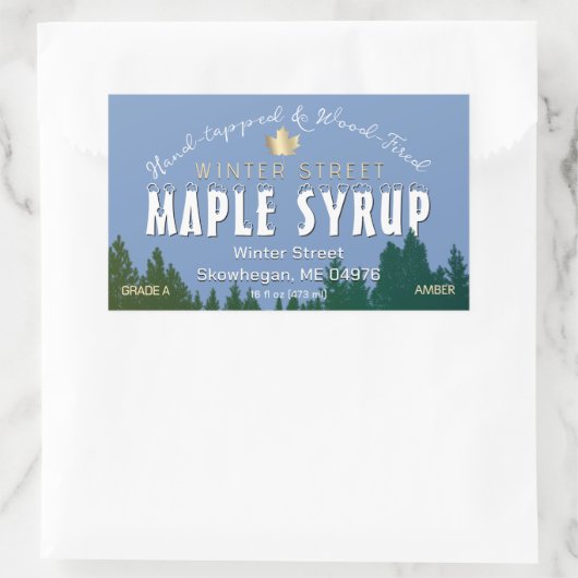 グリーンフォレスト金ゴールドリーフウッドメイプルシロップ 長方形シール (バッグ)