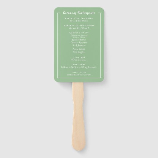 グリーンフォレ結婚ストのセレモニープログラム ハンドファン (裏面)