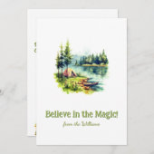 グリーンフォント絵を描油クリスマスホリデーキャンプレイク シーズンカード (正面/裏面)