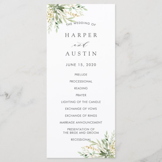 グリーンフォージュボタニカル結婚式 プログラム (正面)