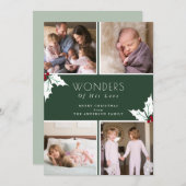 グリーンフォーフォトクリスマスホリー シーズンカード (正面/裏面)