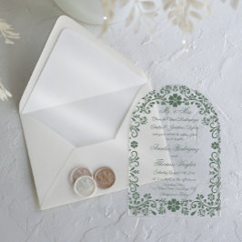 グリーンフォーマルフローラ結婚ズ アクリル招待状