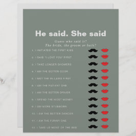 グリーンフォーマル彼は彼女はブライダルシャワーゲームと言った