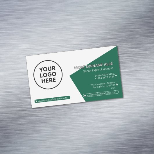 グリーンフォーマルQRプロフェッショナル企業のモダン マグネット名刺 (インサイチュ)