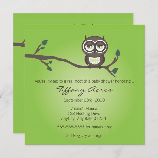 グリーンフクロウ招待状 招待状 (正面/裏面)