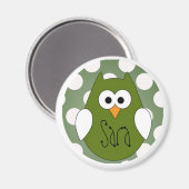 グリーンフクロウ磁石 マグネット (正面/裏面)