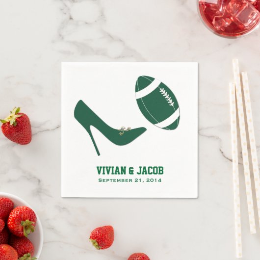 グリーンフットボールをテーマにしたカスタムウェディングナプキン スタンダードカクテルナプキン (インサイチュ)