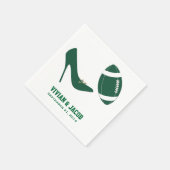 グリーンフットボールをテーマにしたカスタムウェディングナプキン スタンダードカクテルナプキン (角)