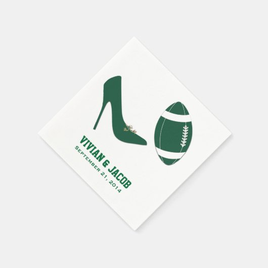グリーンフットボールをテーマにしたカスタムウェディングナプキン スタンダードカクテルナプキン (角)