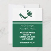 グリーンフットボールウェディングセーブザデートのお知らせ 招待状 (正面)