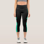 グリーンフットボール選手ガール誕生日サッカーチーム カプリレギンス (正面)