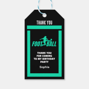 グリーンフットボール選手ガール、誕生日ガールチーム ギフトタグ