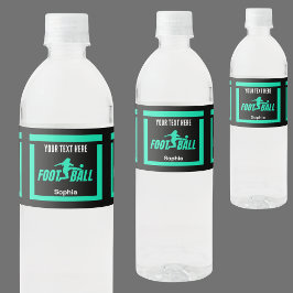 グリーンフットボール選手ガール、誕生日ガールチーム ペットボトルラベル